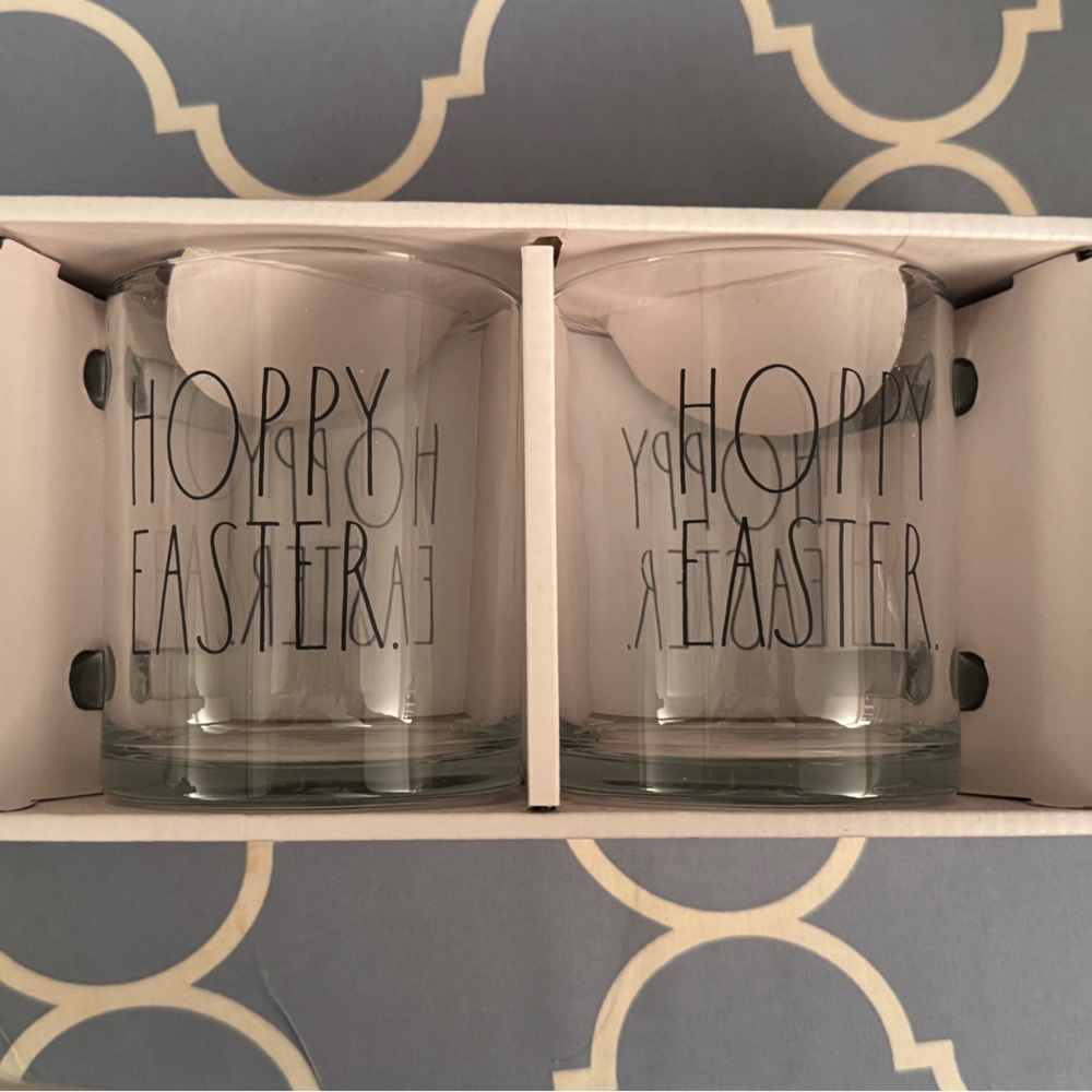 NWT RAE DUNN Hoppy Easter Glasses Set
